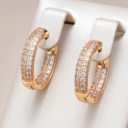 Kinel Hot Double Layer Full Natural Zircon Big Hoop Earrings Women Fashion 585 Rose Gold Color High Quality Fine Daily Jewelry