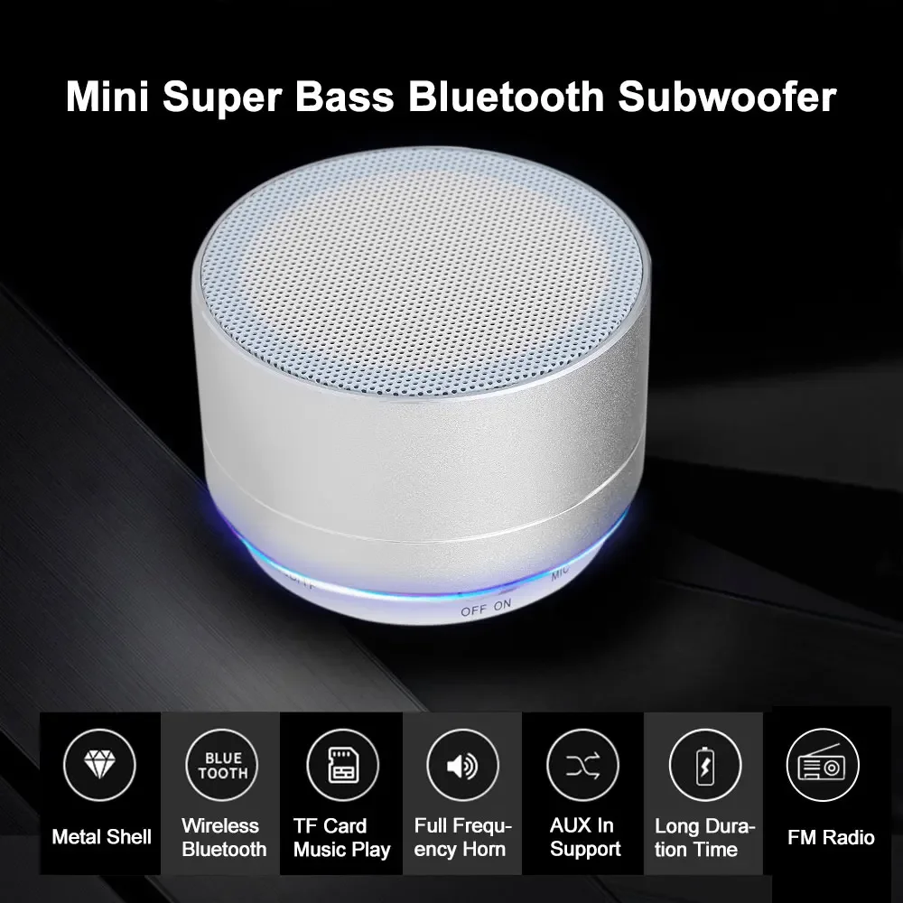 Mini Speakers Super Bass Bluetooth Speaker Stereo Music Subwoofer Portable LED Loudspeaker Hands-free Call FM TF Card Line-in