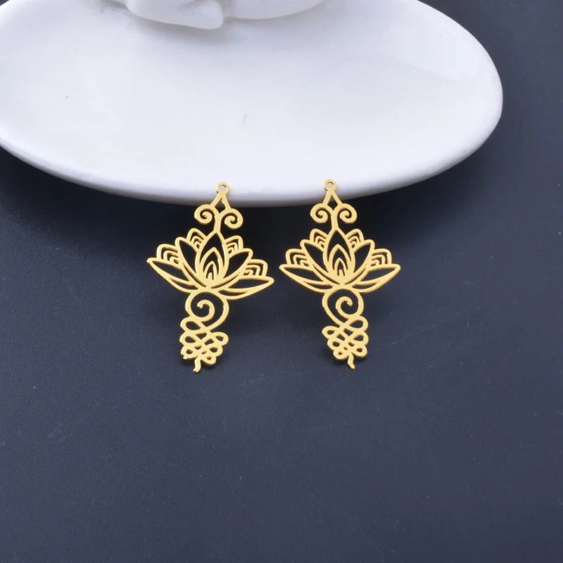 6pcs Golden Thin Flower Charms hollow out Brass Jewelry Accessories supplier