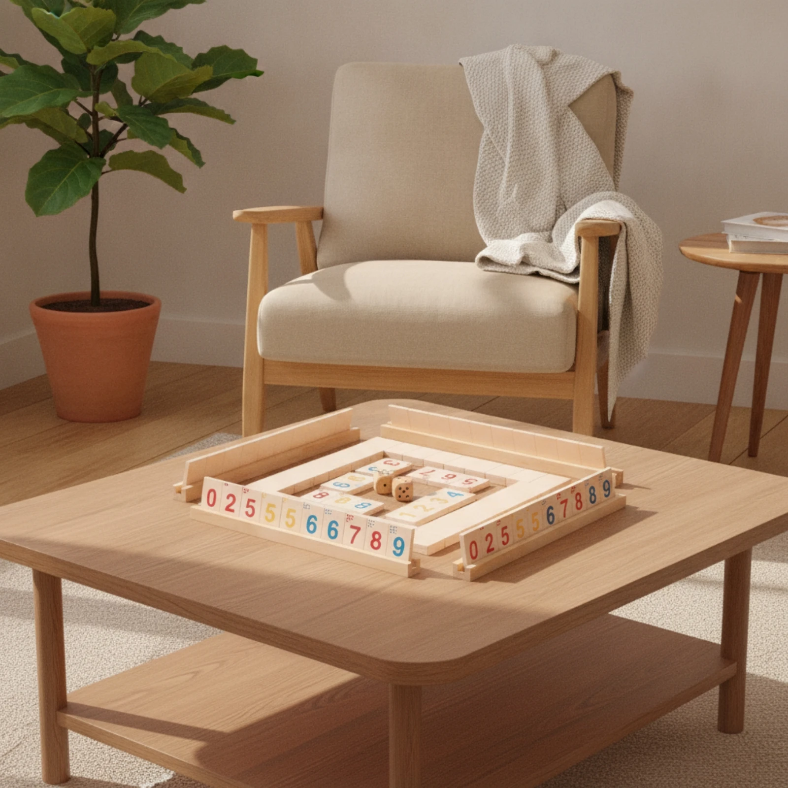 Wooden Board Game with Dice Interactive Number Board Game Math Manipulative Tabletop Wooden Toy with Tiles Tactile for Children