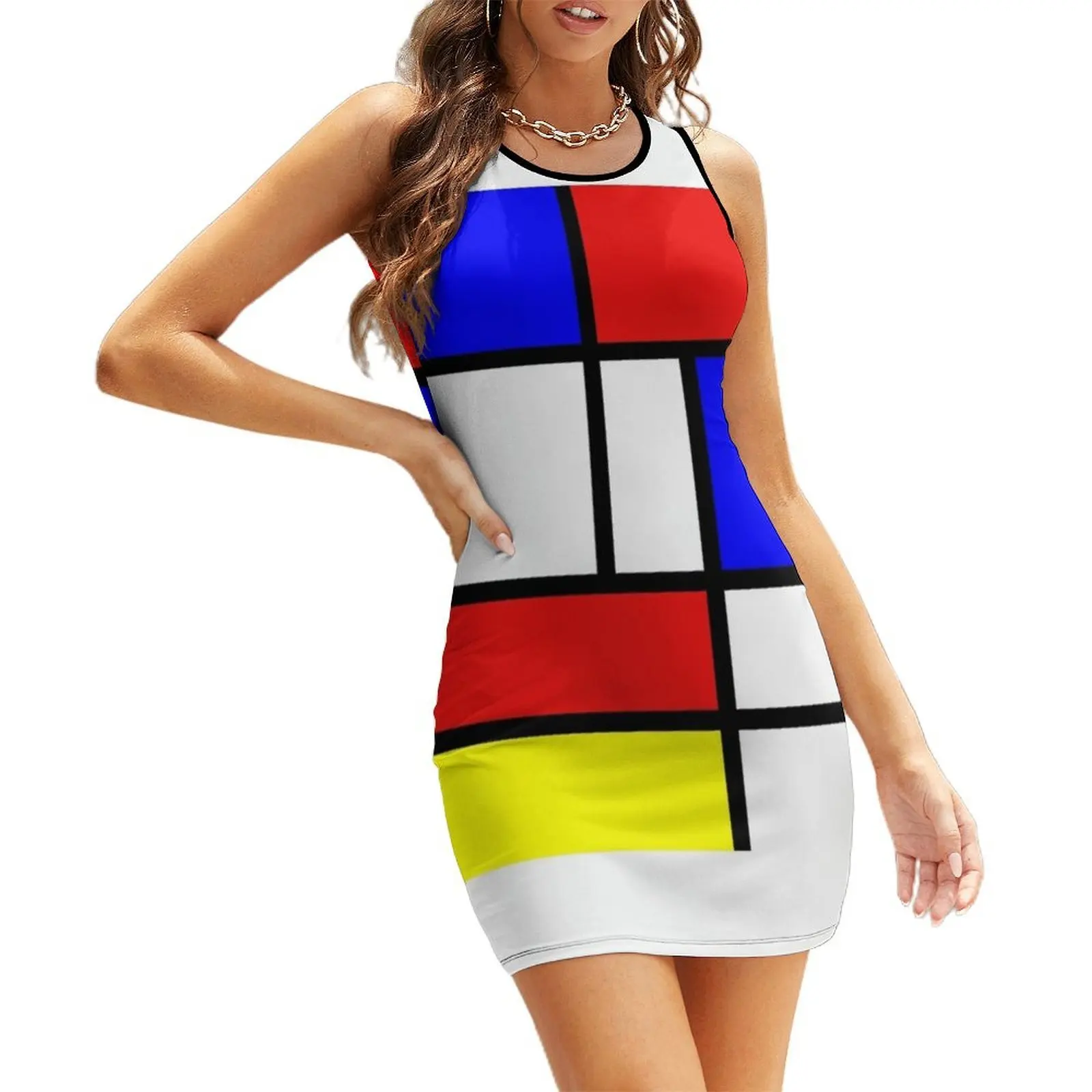 

Red,blue yellow and white Sleeveless Sundress dress for woman dresses for women dresses summer woman 2025 Clothing