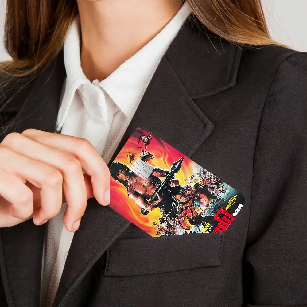 الفيلم الكلاسيكي رامبو أول الدم بوكر ملصق فيلم الشريط الجلد لبطاقة الائتمان بطاقة الخصم الكرتون ملصقات مقاومة للماء رقاقة صغيرة #5