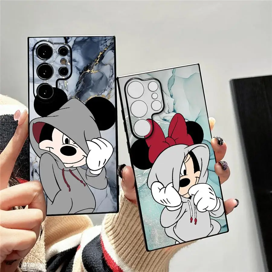 Disney mickey caso para samsung galaxy s25 borda s24 plus s21 fe s23 ultra s20 preto macio capa de telefone