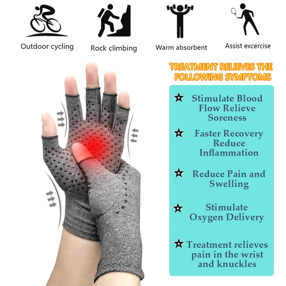 BraceTop Compression Arthritis Gloves Wrist Support Cotton Joint Pain Relief Hand Brace Therapy Wristband Compression Gloves New