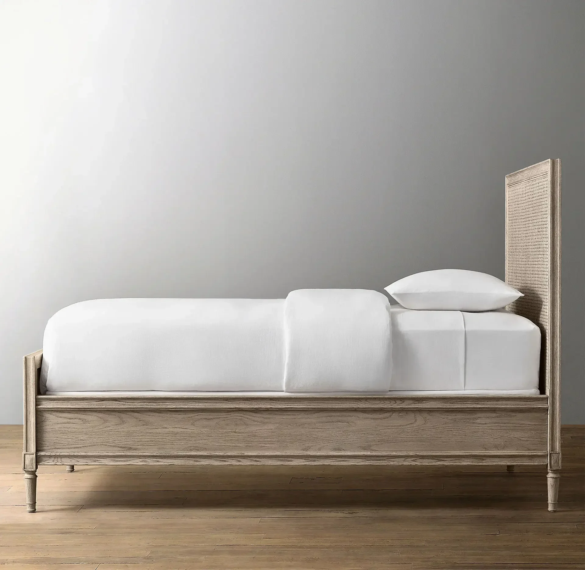 Vintage rattan double neoclassical French solid wood carving flower bed South East Asia style master bedroom marriage bed