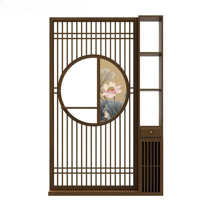 

New Chinese-style home entry living room screen partition entrance cabinet black walnut solid wood