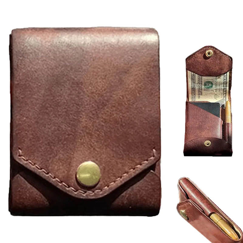 New Men's Waterproof Multifunctional Compact Wallet PU Leather Built-in Pen Slot Slim Minimalist Wallet Card Holder For Travel