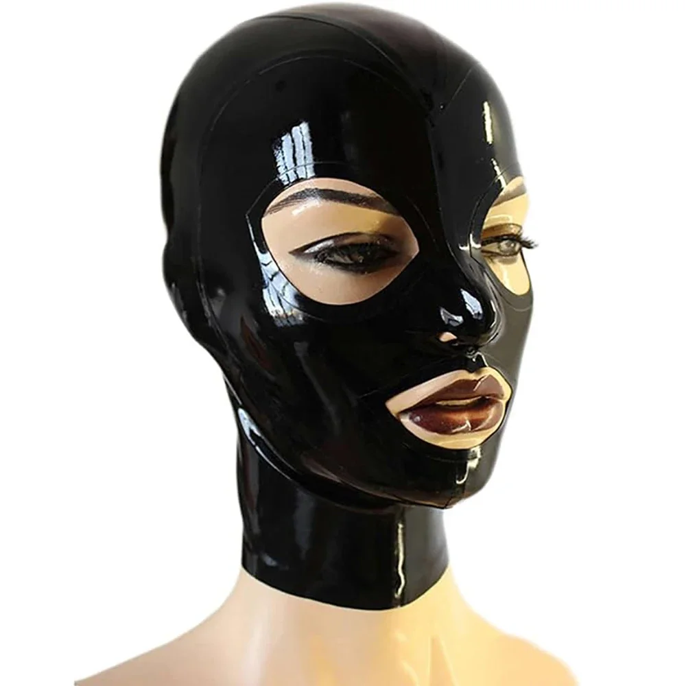 

Black Latex Mask Full Coverage With Zipper Black Head Covering Role Playing Fetish Party Props