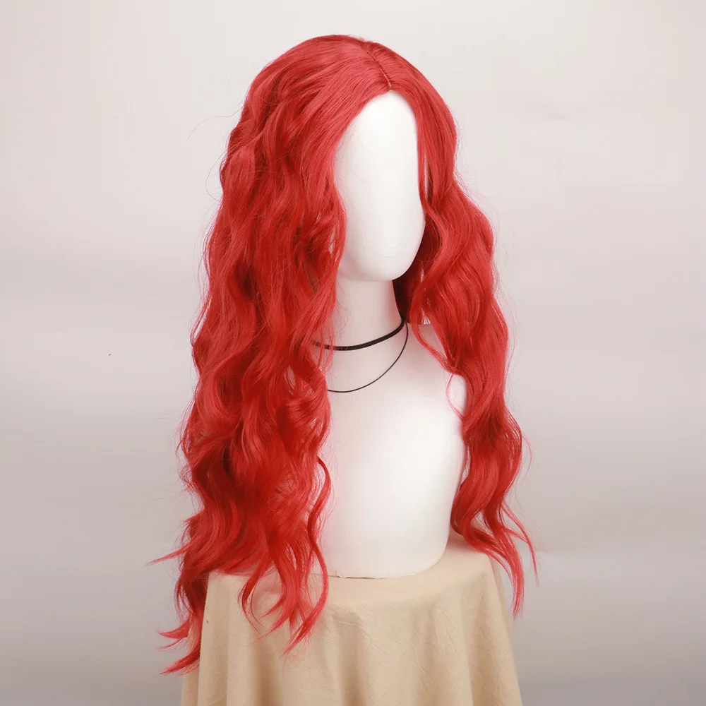 Anime Descendants 4 Cosplay Wigs for Girls The Rise of Red Halloween Long Curly Wavy Wig Pink Blue Heat Resistant Synthetic Hair