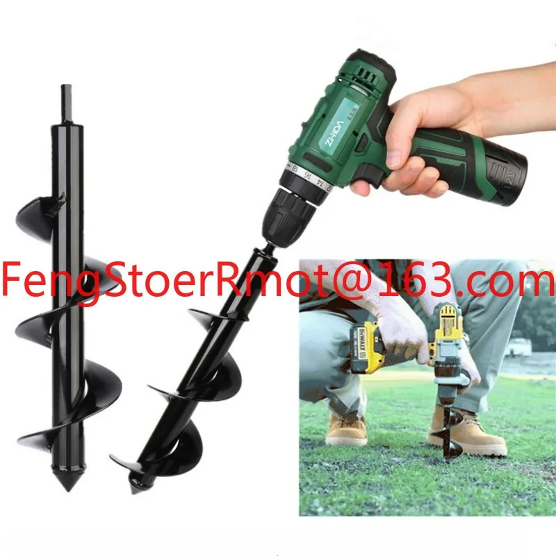10 Inch Garden Auger  Bit Flower Planter Bulb Shaft Twist Drill Auger Yard Garden Bedding Plant Hole Digger Loose Soil Tools