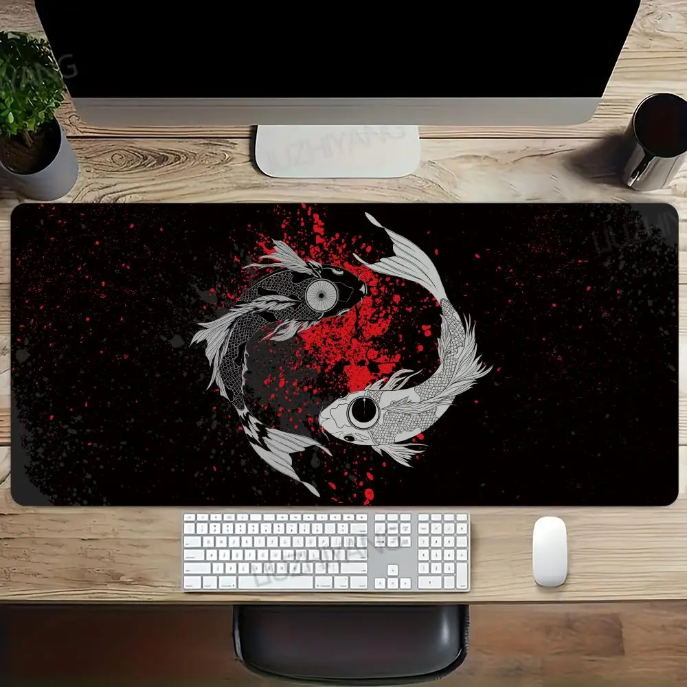 

Yin Yang Fish Koi Multi-size Mouse Pad Japanese Style Gamer XXL Office Keyboard MouseMat Black White Carpets Mousepad for Laptop