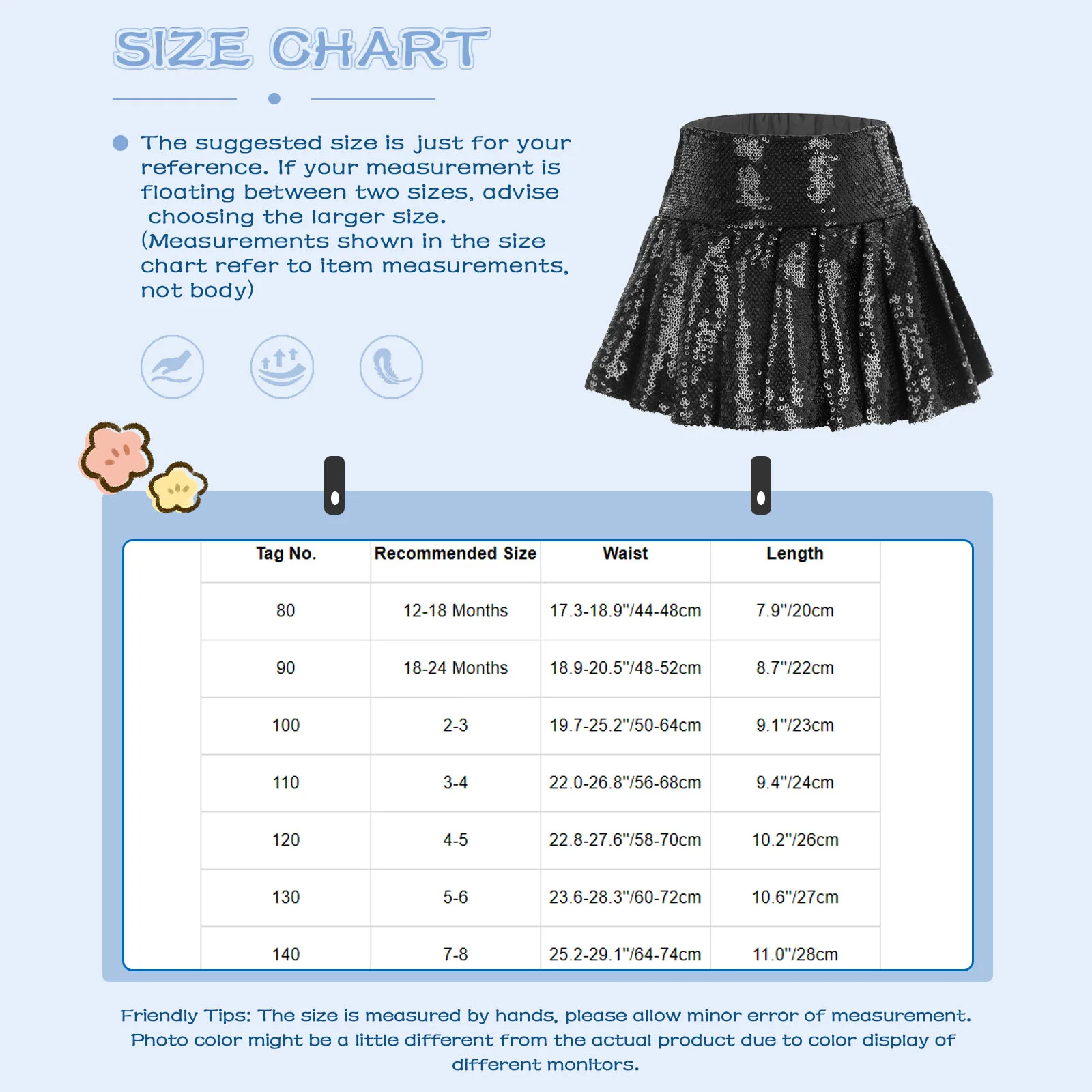 Kids Girls Shiny Sequins A-line Pleated Skirt Elastic Waistband Fashion Culottes for Cheerleading Jazz Dance School Daily Wear