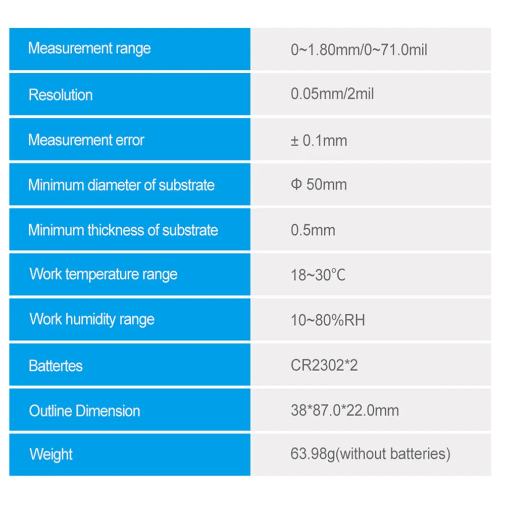 VDIAGTOOL VC100 Coating Thickness Gauge Digital Backlight Car Paint Electroplate Metal Coating Tester English Manual