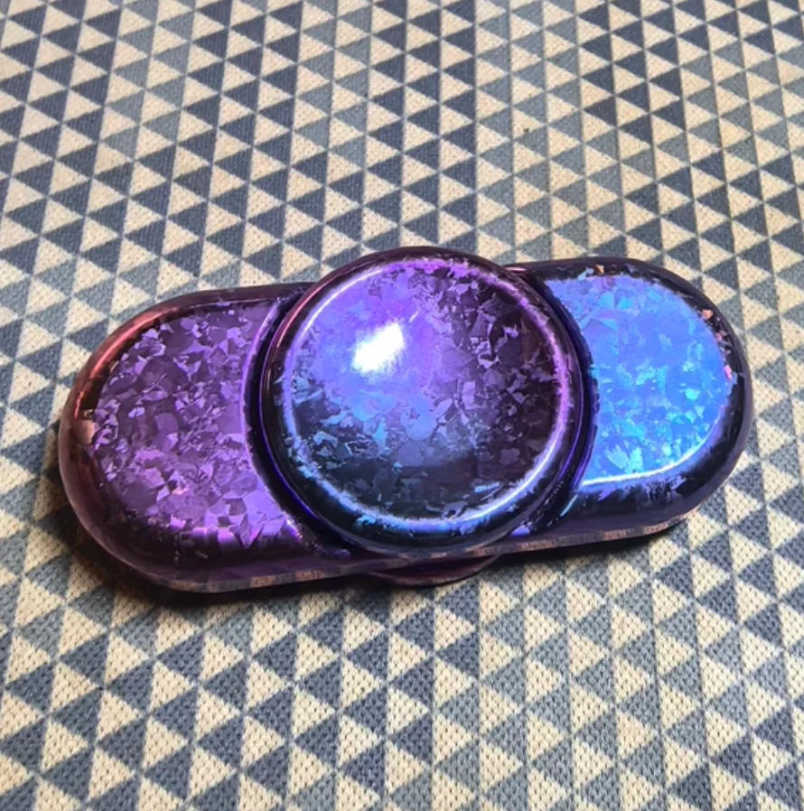 Used EDC Ice Crystal Titanium Two Pages Stress Relief Toy Haptic Spinner Fingertip Gyroscope Decompression Toys For Adult