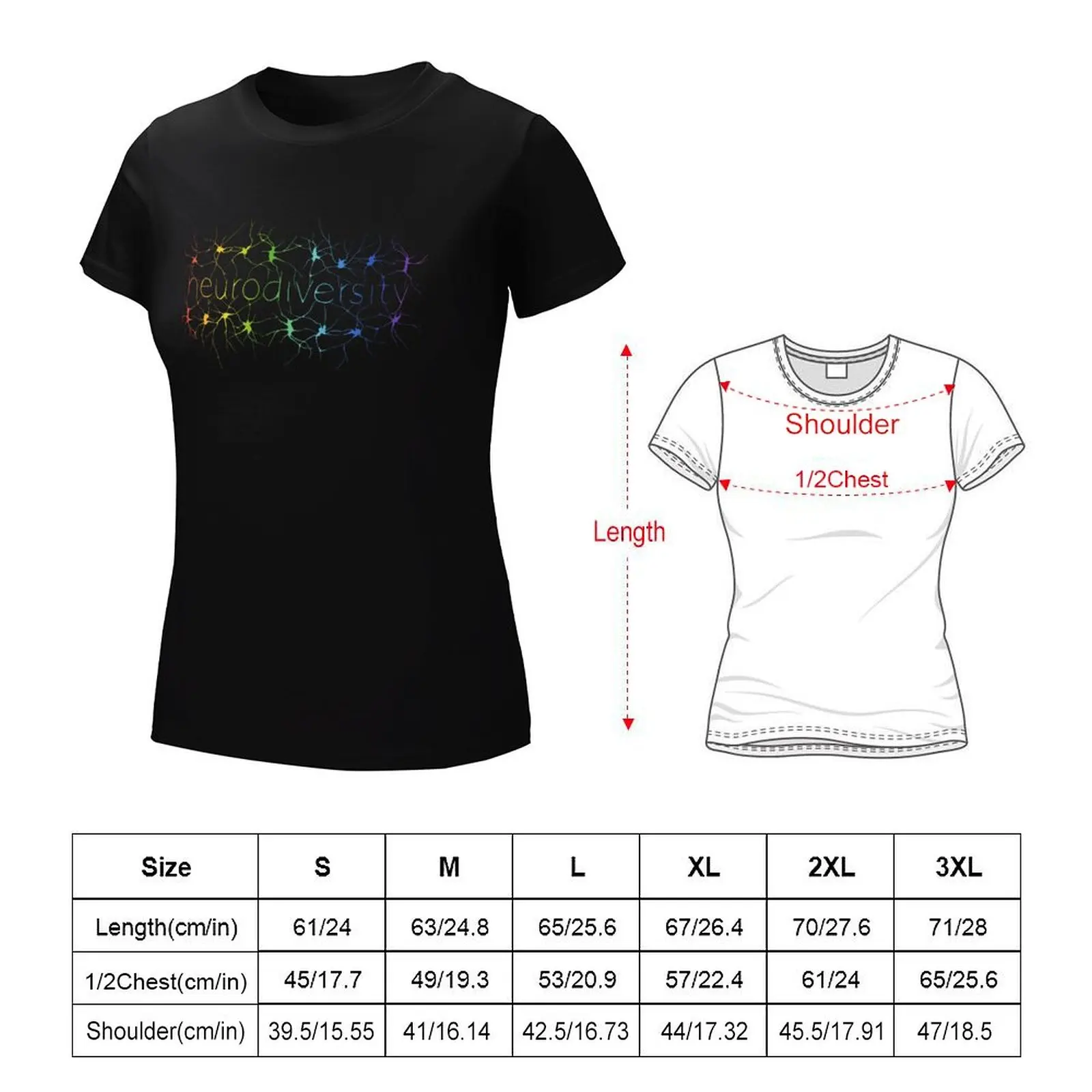 Neuron Diversity Classic Rainbow T-shirt para mulheres, roupas de anime, camisetas gráficas vintage, ajuste solto