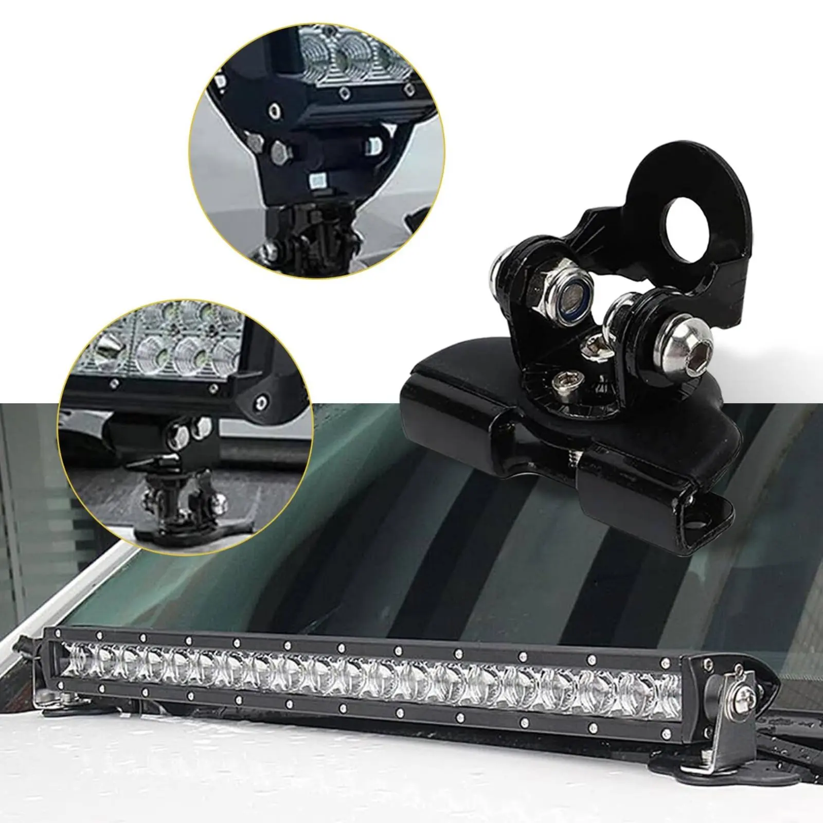 A Pillar Light Bracket Easy Install Hood LED Light Mount Hood Lamp Clamp Sturdy Metal Car Accessory Anti-Scratch