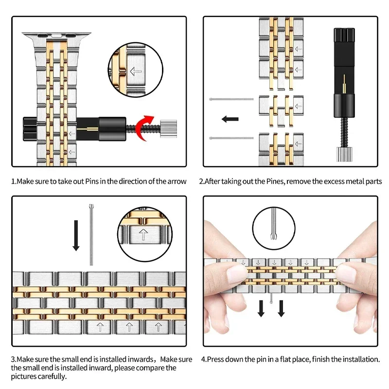 Metal Compatible Strap for Apple Watch Band 49mm 44mm 45mm 41mm 40mm Stainless Steel Bracelet iWatch Series 9 8 7 6 5 Ultra 2 SE