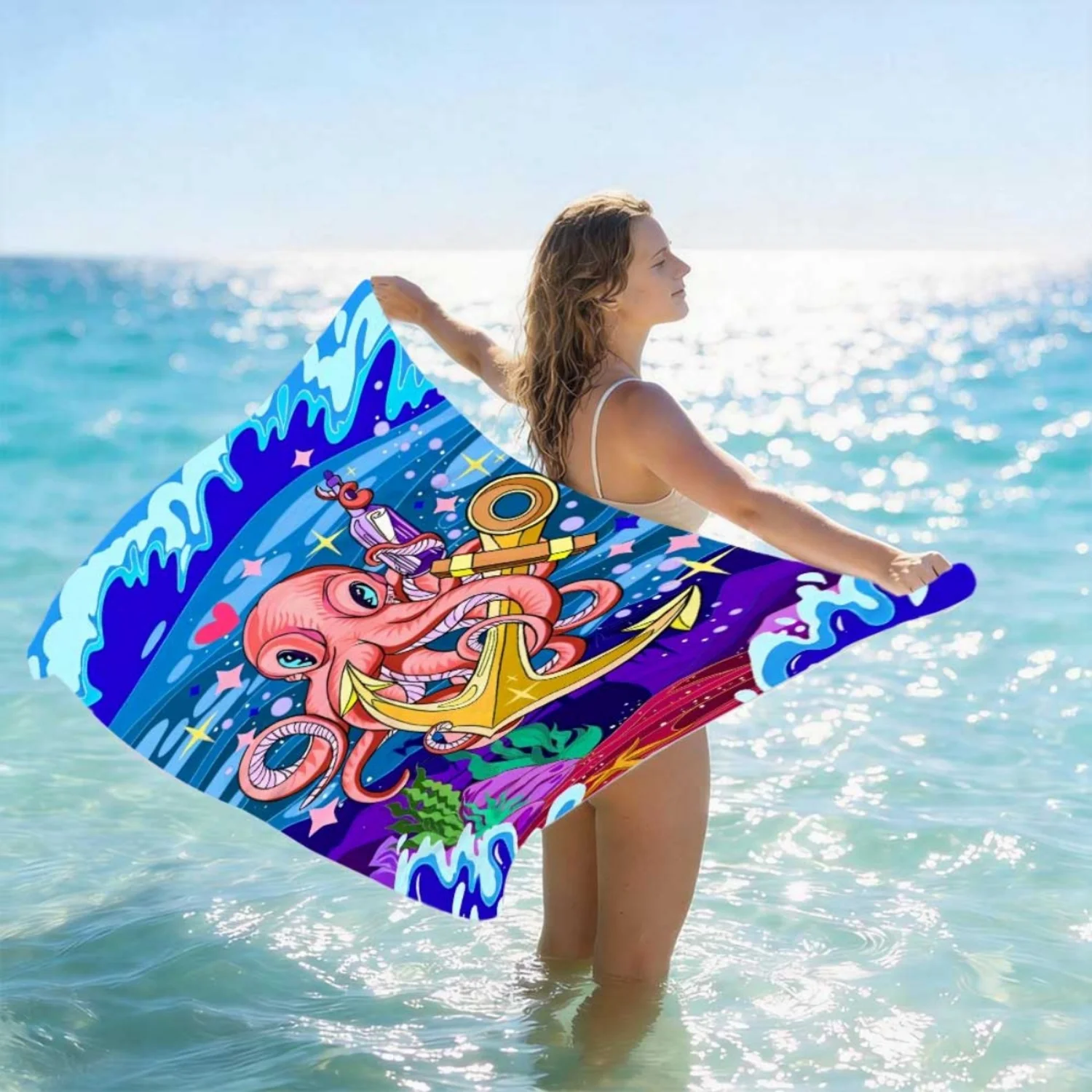 Exclusive Design Bath Towel,Lightweight Soft with Strong Wrapping Properties,Beach Towel,Suitable for Home