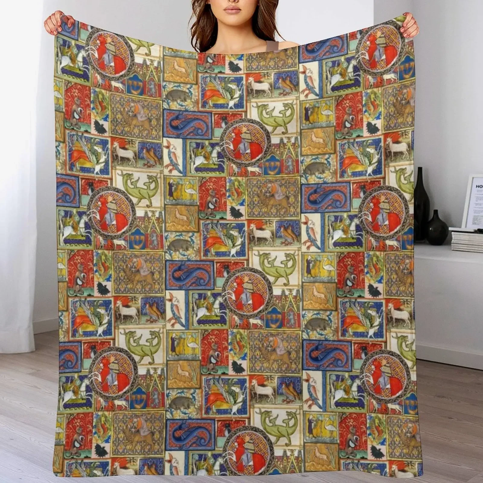 Medieval beasts Throw Blanket Fade Resistant Durable Throw Blanket