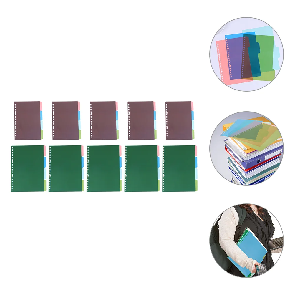 

10Sets Plastic Binder Dividers Bright Colored Index Tabs for Notebooks Notepads Office School Supplies