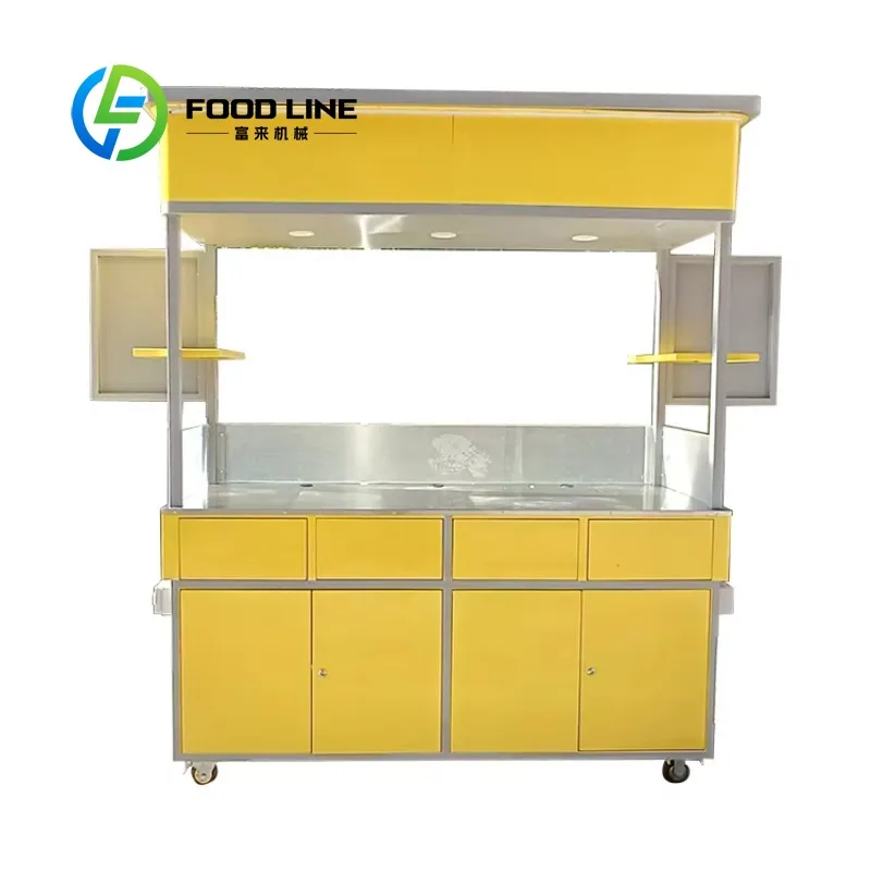 Customized White Commercial Hand Push Mobile Food Cart For Street Ice Cream Juice Beverage Outdoor Vending Retail Business