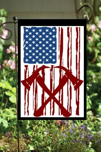 Double Axes Fire Fighter Garden Flag ~     Double Sided   Quality