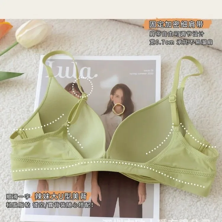 여성용 이음매 없는 조끼, 편안한 모아주는 측면 접이식 브라 앞단추 속옷