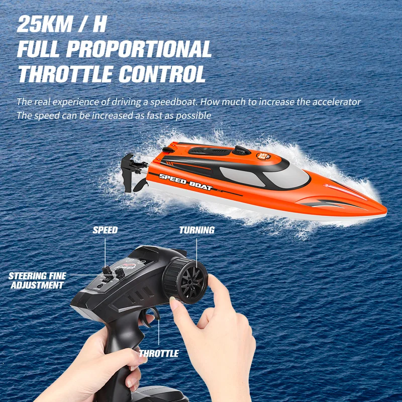 25km/h HJ815 2.4Ghz High Speed Remote Controlled Racing speed Boat High-Speed R/C Boat Toys Gift for Kids Adults