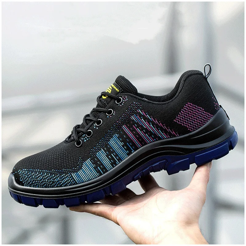 large size mens fashion steel toe cap work safety shoes breathable mesh worker security boots tooling sneakers protect footwear