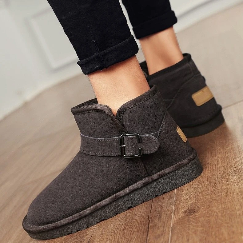 Men Snow Boots Winter Warm Fur Lined Mid Top Outdoor Anti Slip Thick Plush Cotton Boots Non Slip Waterproof Cold Weather Shoes