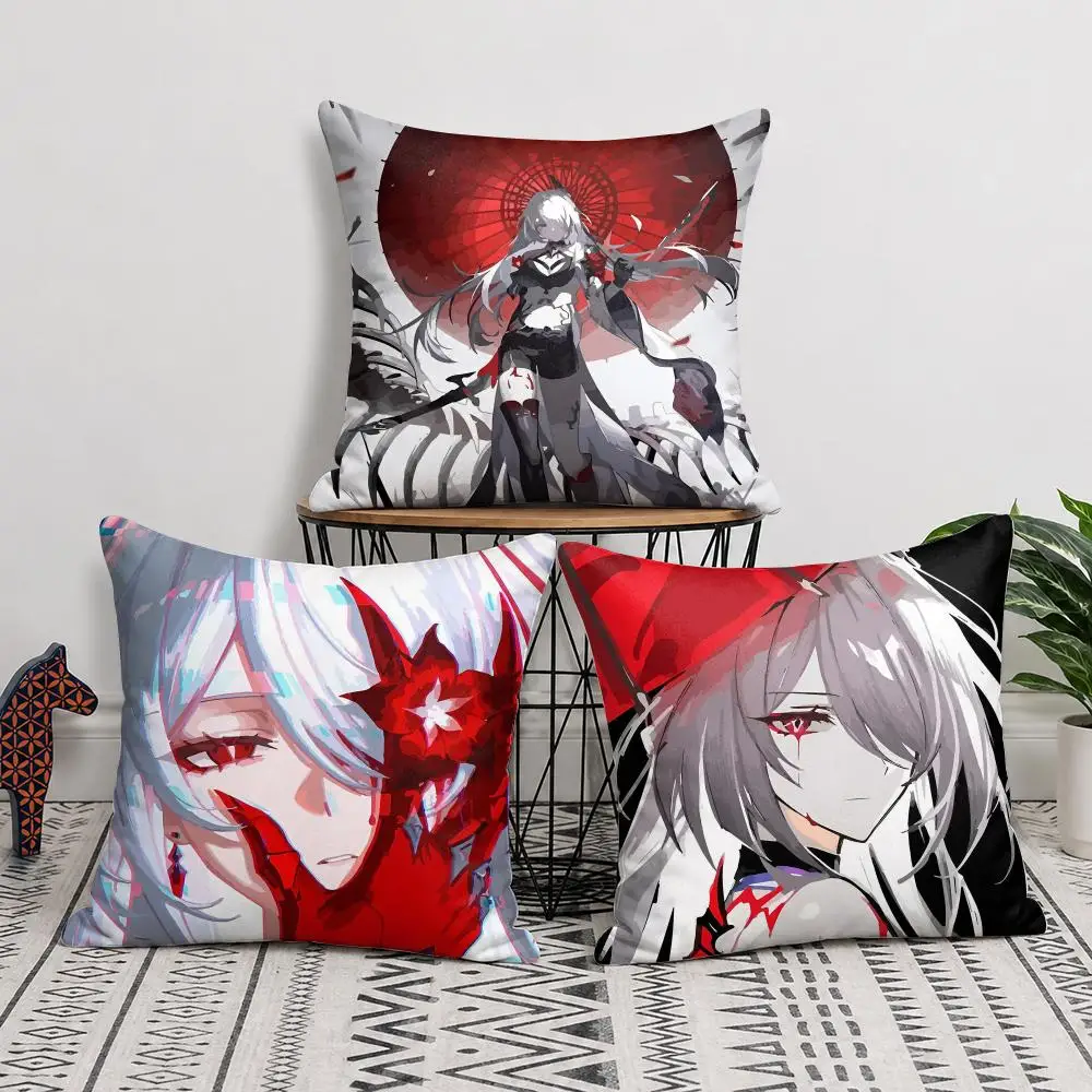 Honkai Star Rail Acheron Cushion Cover Short Plush Soft Double-Sided Printing Pillow Case Cozy Sofa Bedroom Home Decor Gift