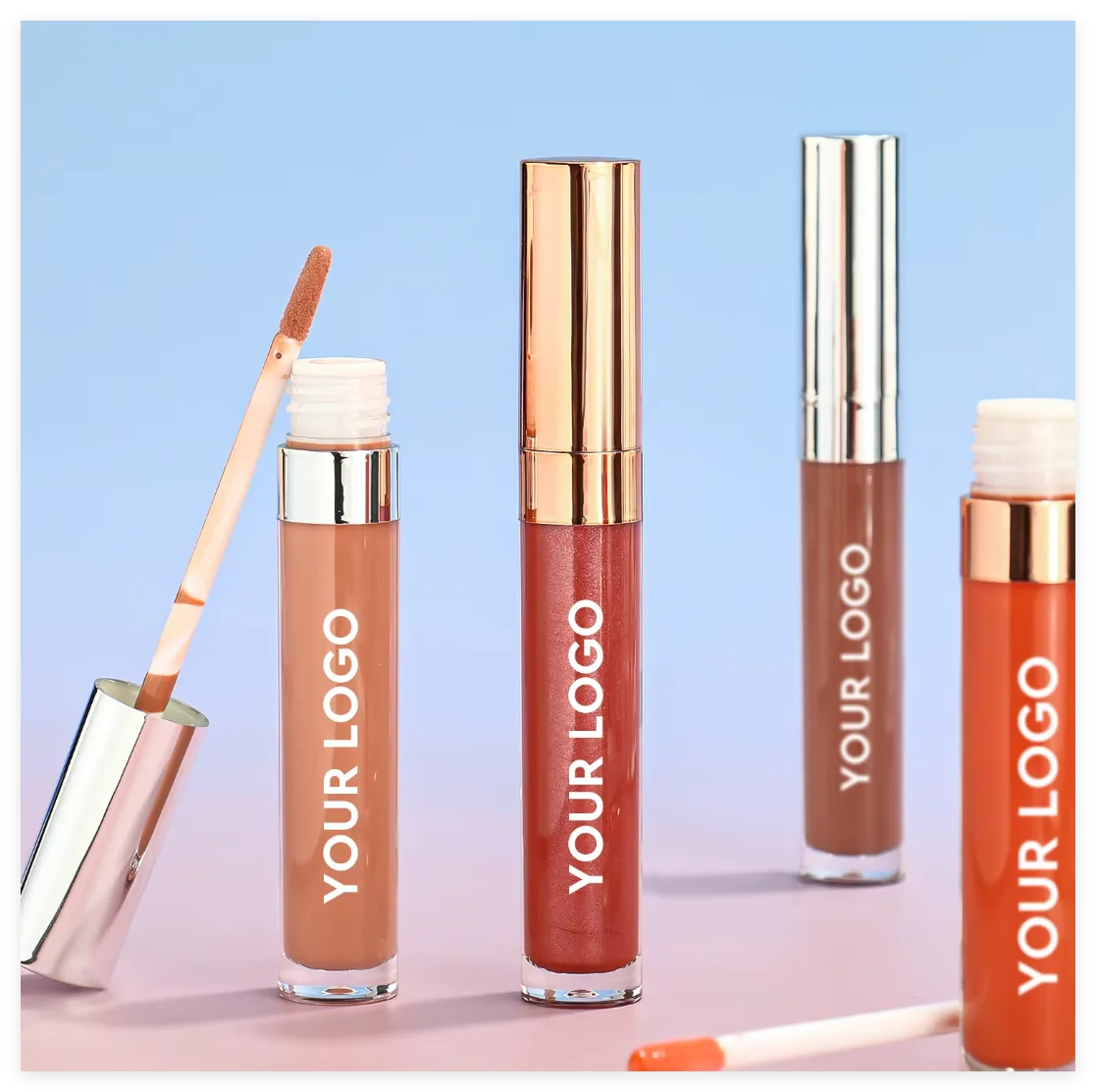リップグロス カスタムロゴ シルバー ローズゴールド 蓋付き シャイニー リッププランパー 卸売 リップグロス リキッドルージュ ノンスティッキー 防水
