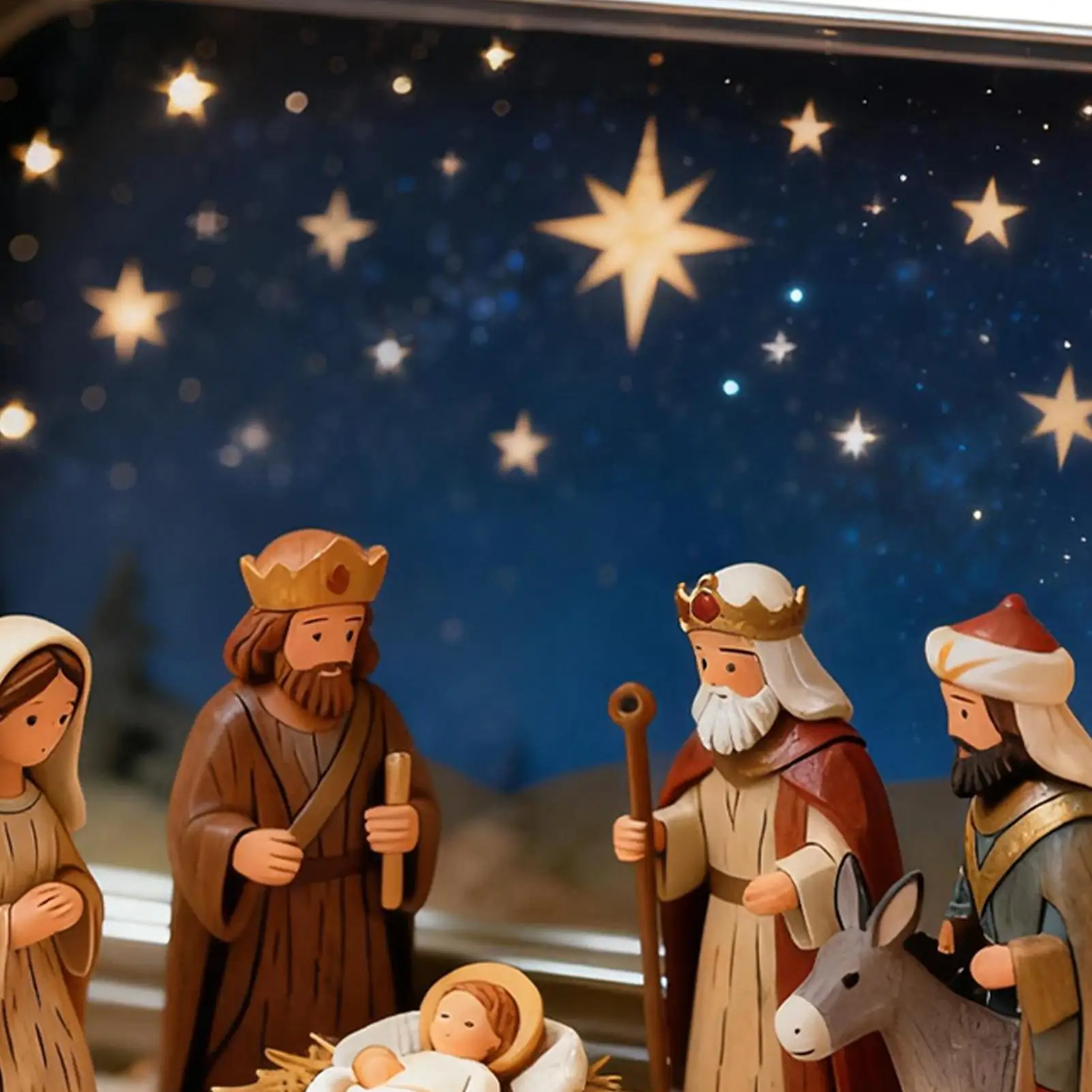 Nativity Figurines Set Resin Christmas Manger Scene Decor Miniature Statues for Tabletop Desk Home Office Christmas Decorations