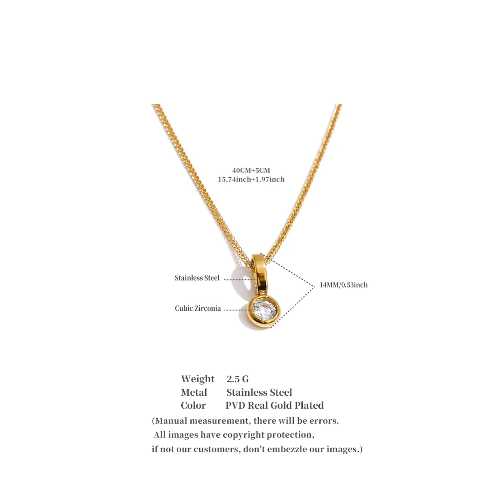 Yhpup Edelstahl Kleine Exquisite CZ Zirkonia Anhänger Halskette für Frauen Trendy Fashion Chic Kragen Schmuck Empfehlen Geschenk – Detail 1