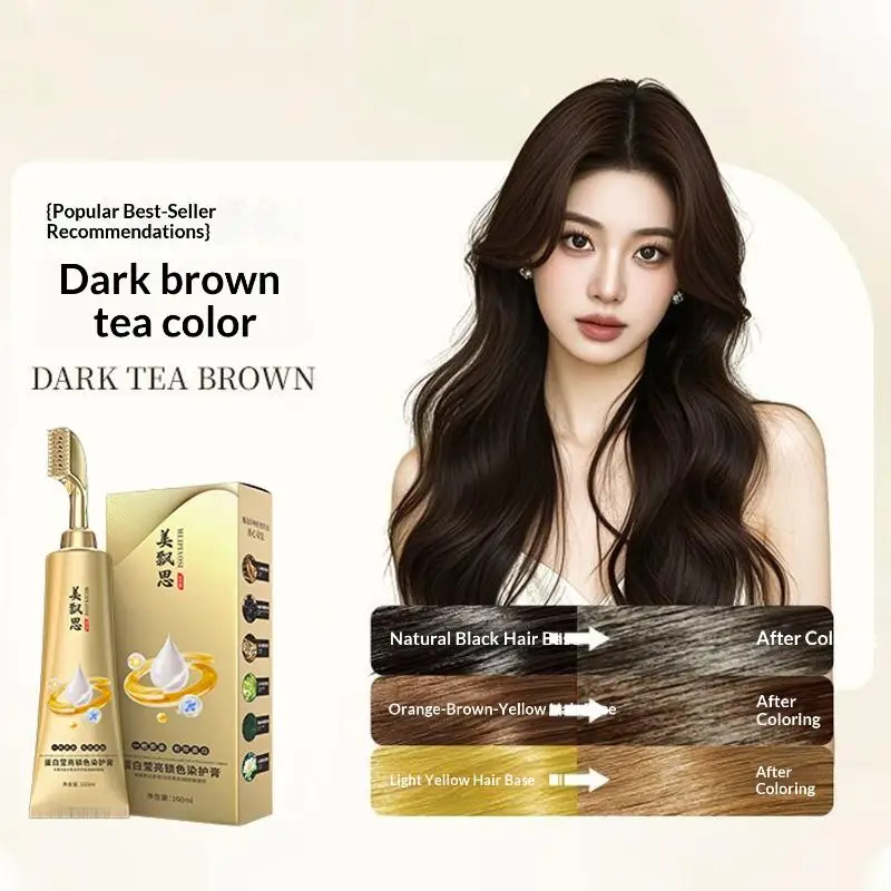 Black Hair Dye Cream with Built-in Comb Long Lasting Cover Gray Hair Natural Mild  for Home Salon Use