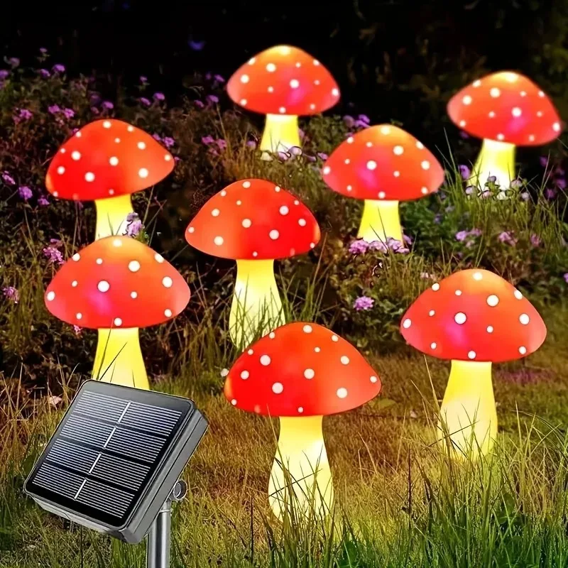 8 Head Solar Mushroom Lights Stake Garden Decor, Festive Christmas Fairy Lights for Outdoor Yard, Wedding Party Atmosphere