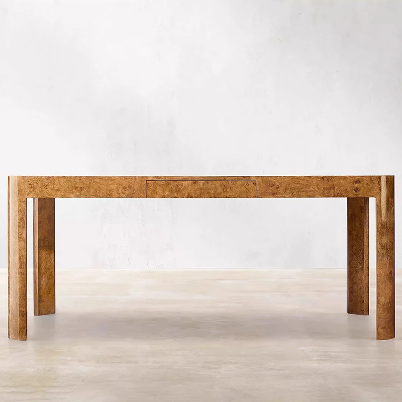 io-American Furniture  Burl Wood  Modern Solid Wood Eco-Friendly Art Desk Durable Feature Office Table With  Draws Disassembly-