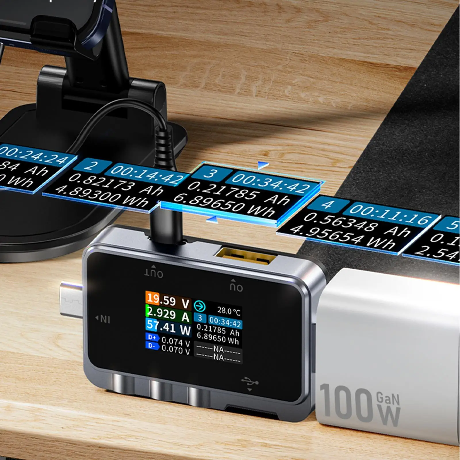 

USB Battery Tester High Performance Ripple Measurement USB Multimeter Type C USB Charger Tester Voltage Current Tester Voltmeter