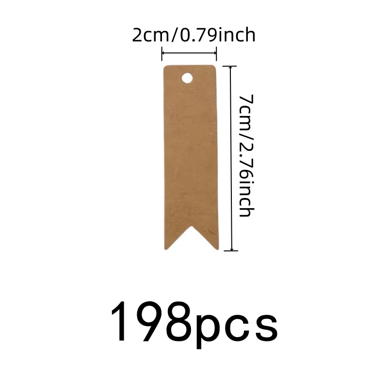 198 pcs Writable Gift Tags Pre-Punched Hanging Hole, designed for Baking Package Tags, Lightweight Paper Card