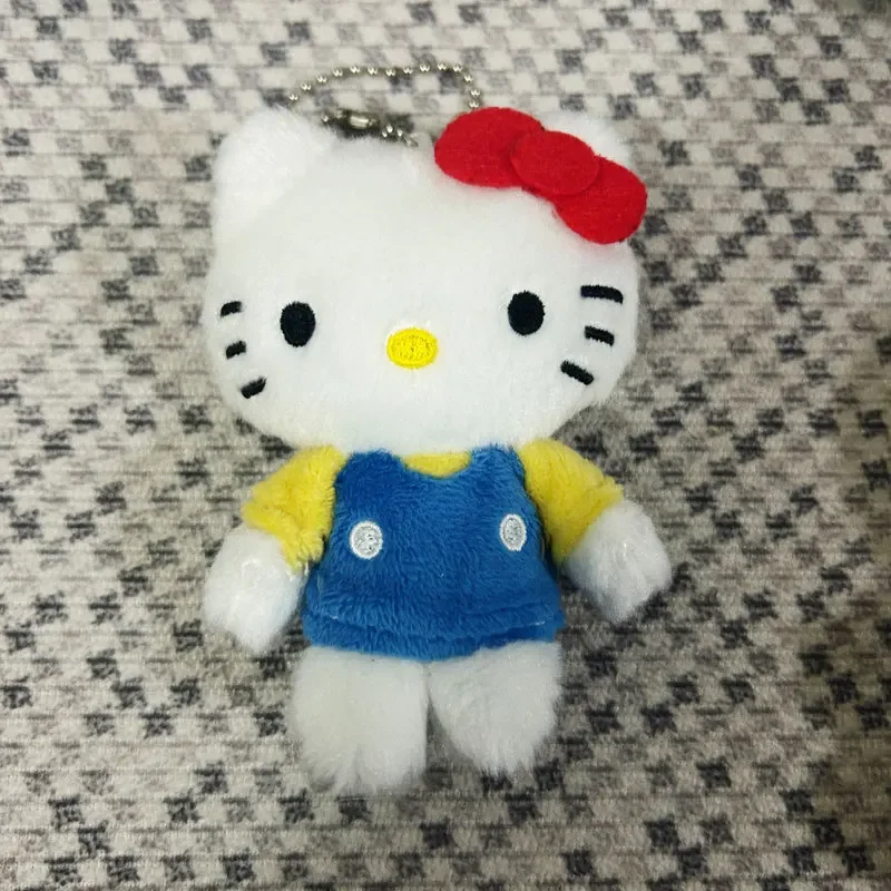 Hello Kitty Sanrio Plush Pendant Toys Bag Decorations KT Cat Doll 10cm Blue Color Creative Cute Decor Keychain Gift for Friends