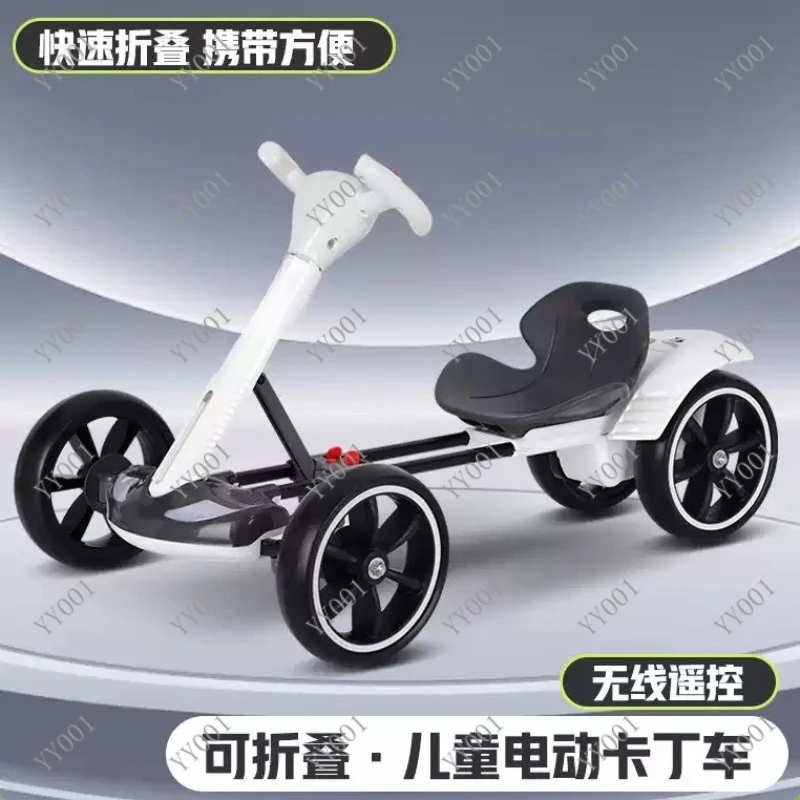 Electric 4WD Foldable Portable Go Kart Ride On Kart for Kids & Adults Outdoor Racing