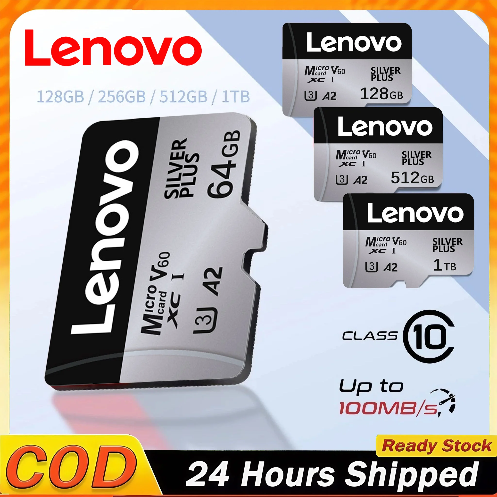 Lenovo Memory Card 128GB Micro TF SD Card High Speed Cartao De Memoria 128GB Micro 256GB Class 10 Flash For Phone Tablet UAV Pro