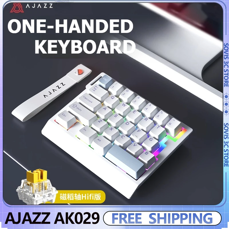 

AJAZZ AK029 Проводная одноручная игровая клавиатура Проводной магнитный переключатель 29 клавиш RT0,01 мм Механическая клавиатура с RGB-подсветкой ПК Геймер