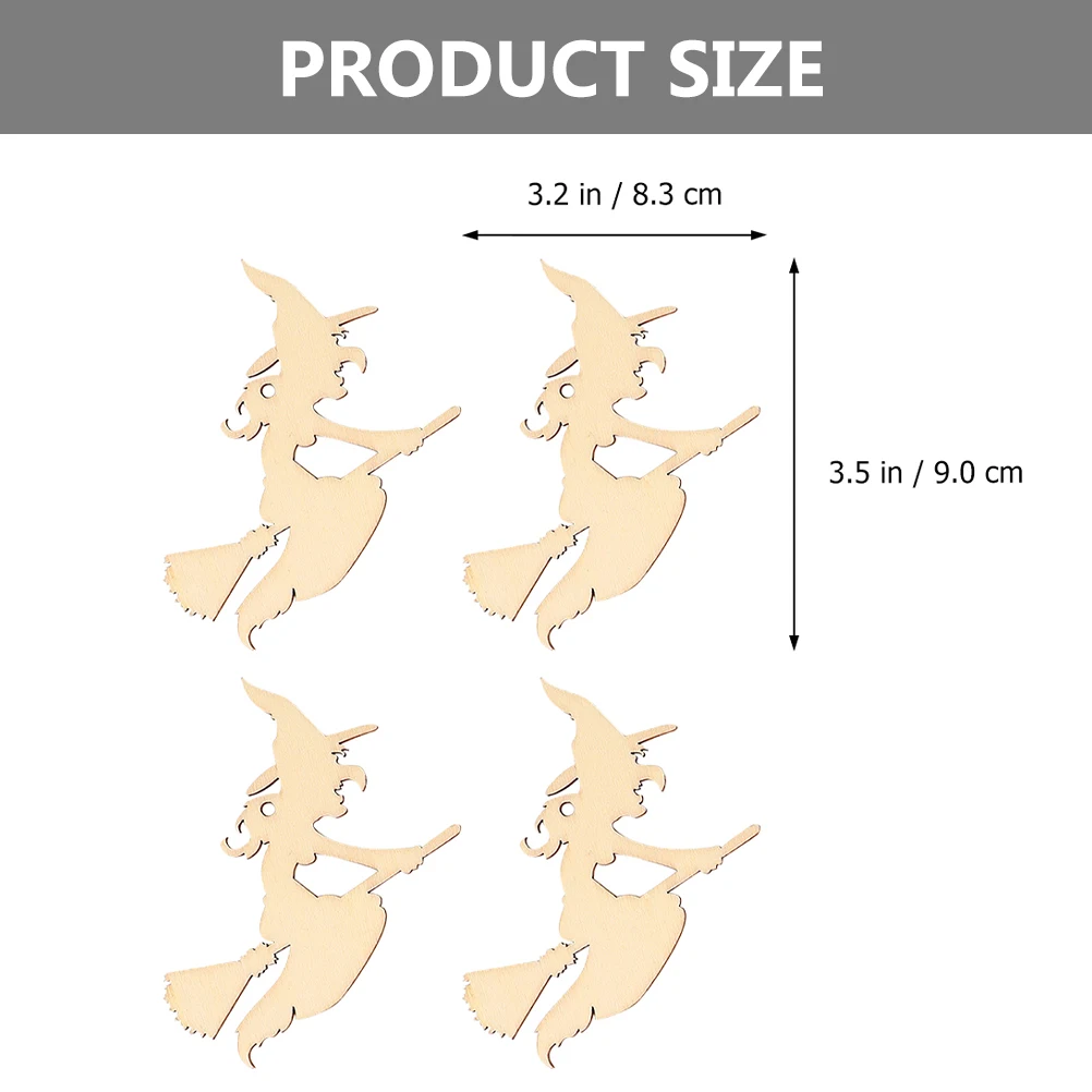 30 pçs fatias de madeira pendurado ornamentos forma bruxa diy artesanato chips decorativos para festa de halloween suprimentos crianças pintura