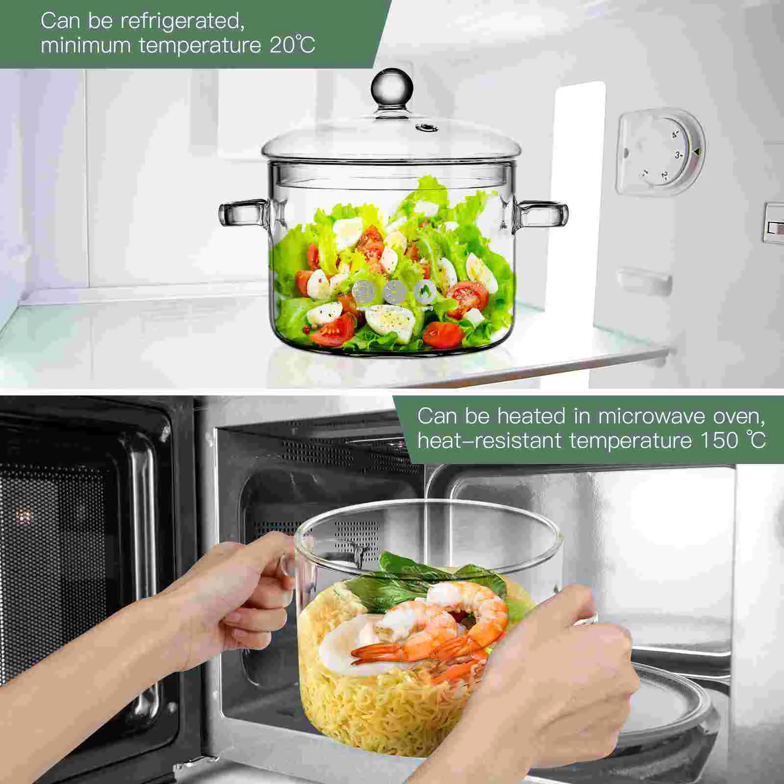 Extra Large 1900Ml High Borosilicate Glass Stew Pot Clear Soup Pot With Lid Double Handle Heat Resistant Glass Stockpot For Home