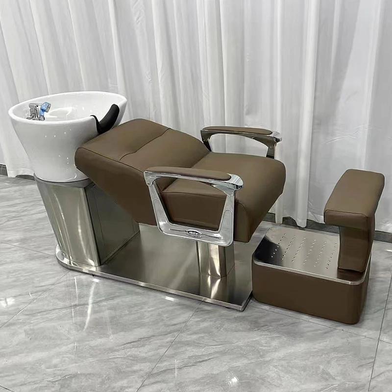 Deluxe shampoo bed for semi-lying barber shop, high-end hair salon flushing European simple hair salon