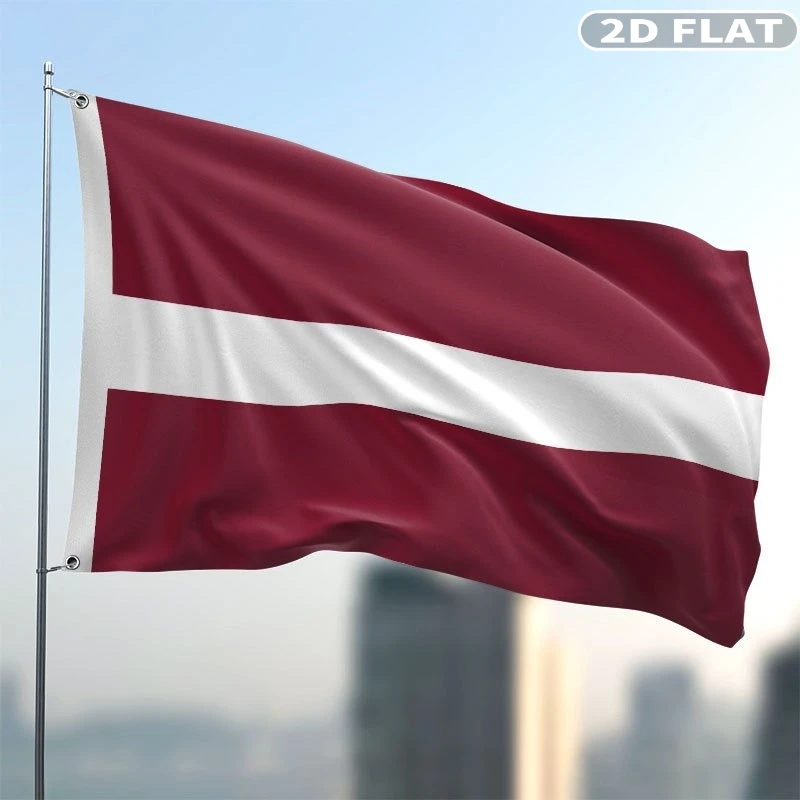 Drapeau de la Lettonie 2D plat, 1 pièce, multi-tailles - Impression recto simple en polyester durable, adapté aux jardins extérieurs, pelouses et terrasses