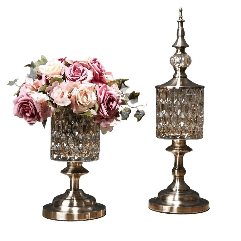 Modern Crystal Glass Vase Creative Storage Jar Luxury Living Room Decor for American Style Home