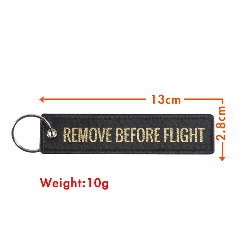 1 PC Wholesale Aviation Keychain Remove Before Flight Keep Calm Both Sides Embroidery Car Key Chain Accessories Backpack Pendant