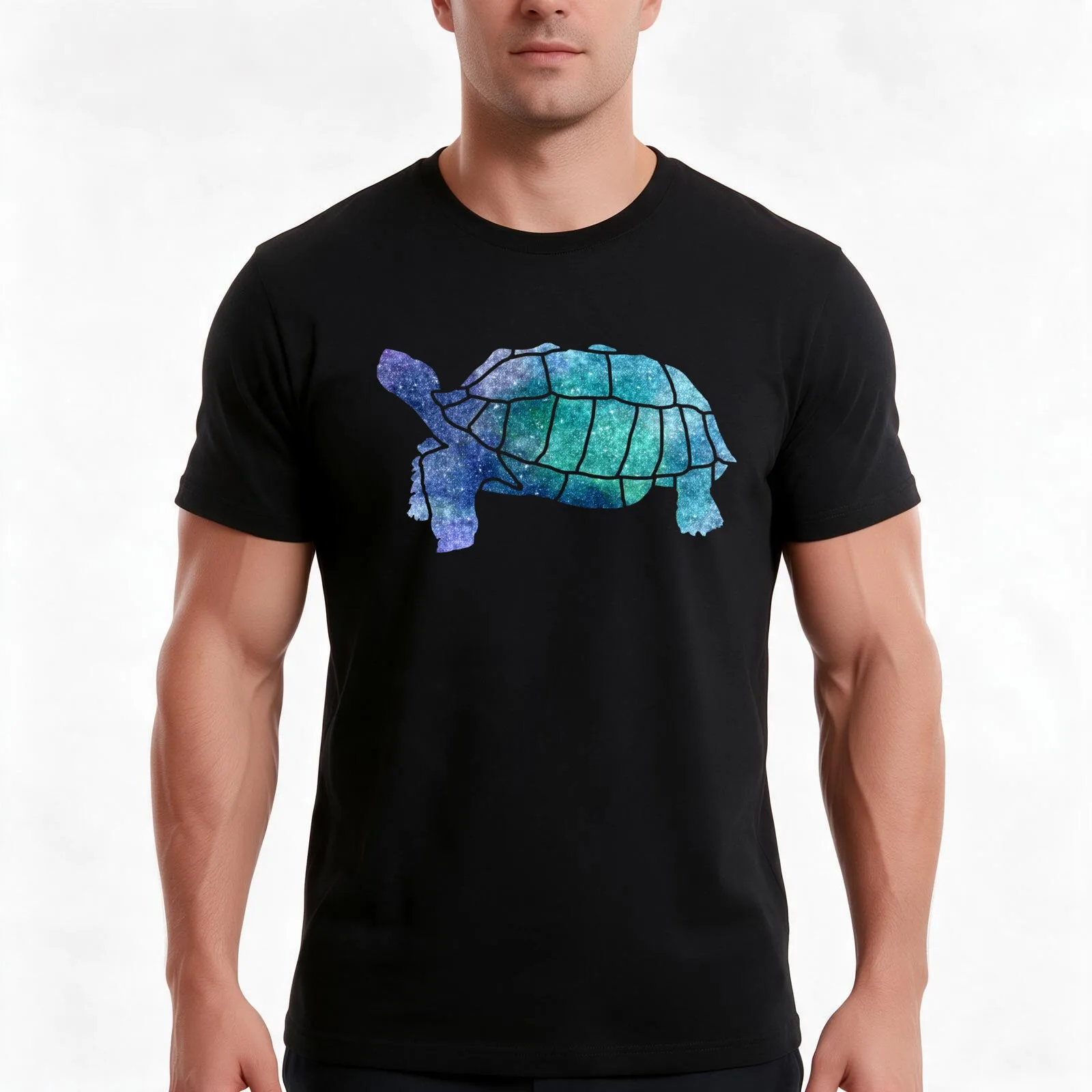 Sulcata Tortoise Silhouette (sparkles) T-Shirt Summer Casual Cotton Tee Oversized Streetwear Tops Vintage Graphic Print
